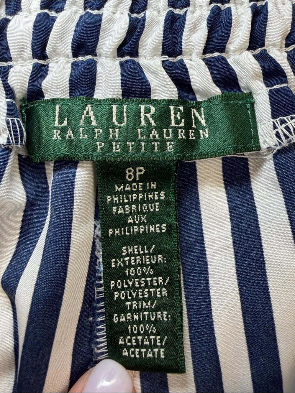 Lauren Ralph Lauren Petite Striped Pull-On Pants Navy White Size 8P - Picture 8 of 11